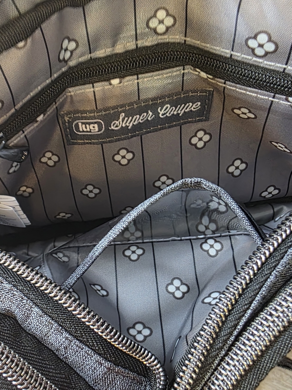 LUG Super Coupe Gray Criss Cross 8 x 6 x 2 Crossbody Shoulder Belt Bag NWOT - Picture 6 of 7